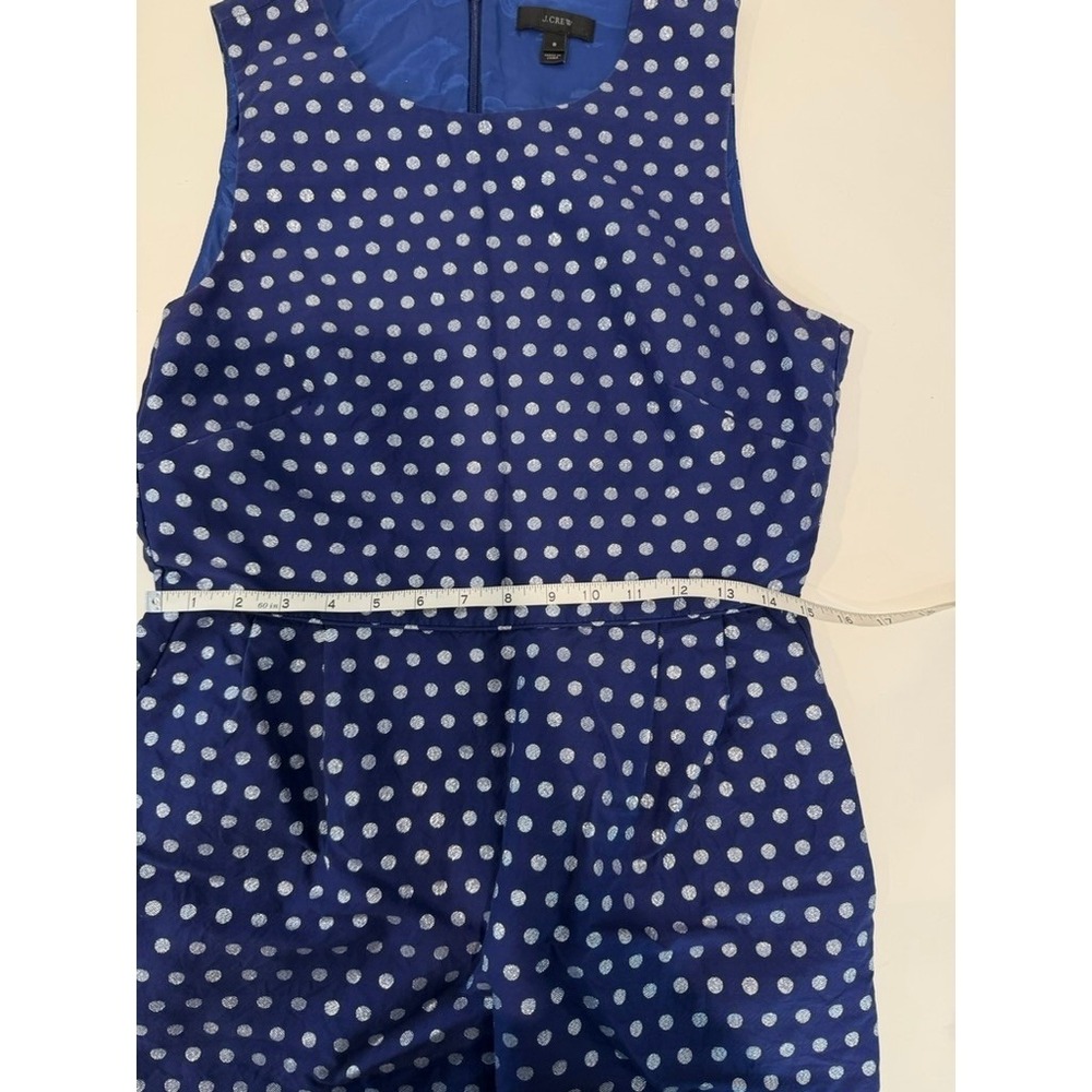 J.Crew Navy Blue & Silver Shimmer Polka Dot Sleeveless Cocktail Dress Size 8 - Picture 5 of 6